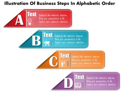 0814 business consulting diagram illustration of business steps in alphabetic order powerpoint slide template