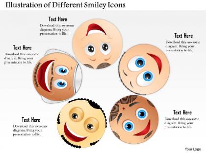 0814 business consulting diagram illustration of different smiley icons powerpoint slide template