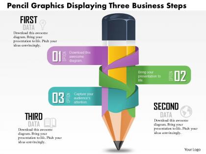 0814 business consulting diagram pencil graphics displaying three business steps powerpoint slide template