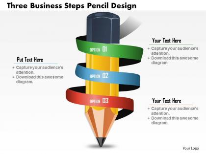 0814 business consulting diagram three business steps pencil design powerpoint slide template