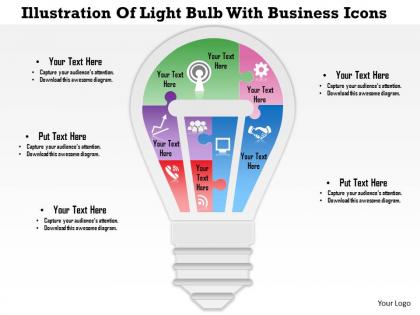 0814 business consulting illustration of light bulb with business icons powerpoint slide template