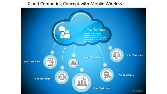 0814 cloud computing concept with mobile wireless email device connected to the cloud ppt slides