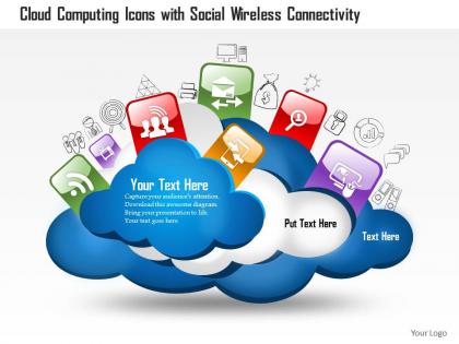0814 cloud computing icons with social wireless connectivity and different technologies ppt slides