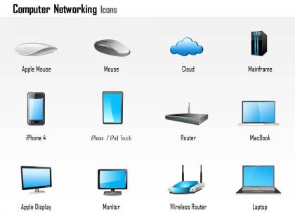 0814 computer networking icons mouse mainframe router monitor mobile devices part 1 ppt slides