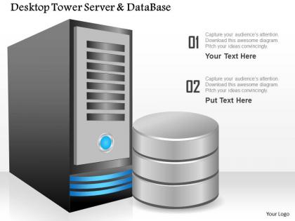 0814 desktop tower server and database by the side showing compute and storage ppt slides