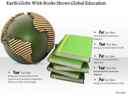 0814 earth globe with books shows global education image graphics for powerpoint