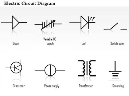 0814 electric circuit diagrams diode led transistor transformer icons grounding variable dc supply ppt slides