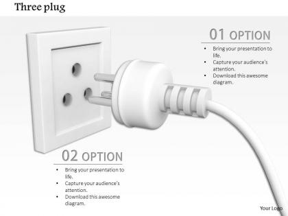 0814 electrical white plug with three pin socket technology diagram image graphics for powerpoint