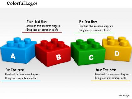 0814 four colored lego blocks with alphabets image graphics for powerpoint