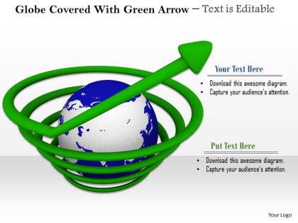 0814 globe covered with green arrow image graphics for powerpoint