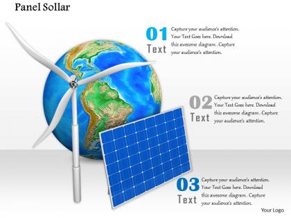 0814 globe solar panel windmill for global energy conceptual image graphics for powerpoint