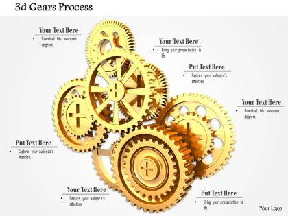 0814 golden gears for steps of process control image graphics for powerpoint