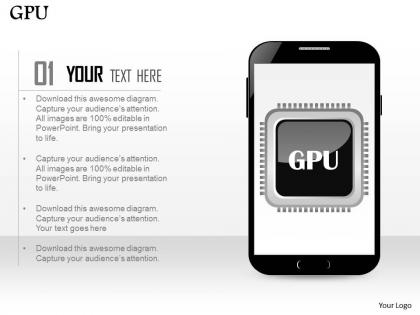 0814 graphic processing unit gpu icon in mobile phone ppt slides