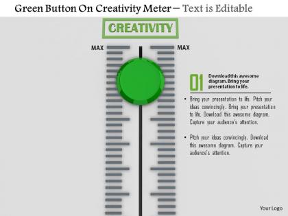 0814 green button on creativity meter image graphics for powerpoint