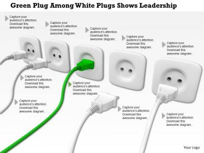 0814 green plug among white plugs shows leadership image graphics for powerpoint