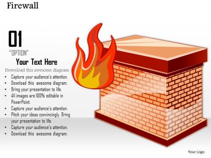 0814 icon of a firewall to separate the internal network from the external world ppt slides