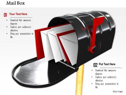 0814 mailbox with red white envelopes for messaging concept graphics for powerpoint