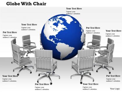 0814 multiple chairs around the globe shows business meeting image graphics for powerpoint