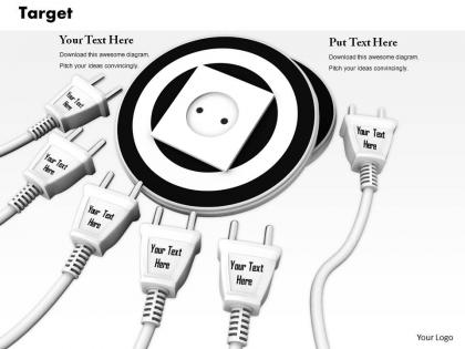 0814 multiple white plugs with socket on black dart image graphics for powerpoint