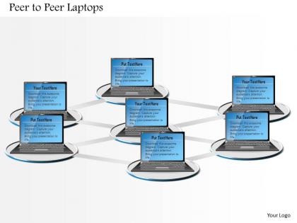 0814 peer to peer laptops connected in a networked mesh showing social interconnected grid ppt slides