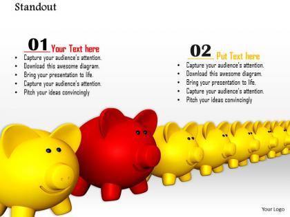 0814 piggy banks in line for finance leadership concepts graphics for powerpoint