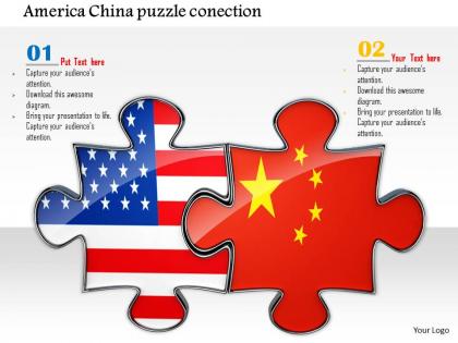 0814 puzzles made of american and china flags shows business relation image graphics for powerpoint