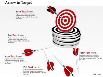 0814 red dart over the stack of darts with arrows in side shows target achievement image graphics for powerpoint