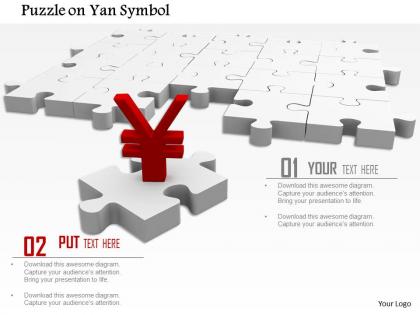 0814 red yen symbol on white puzzle image graphics for powerpoint
