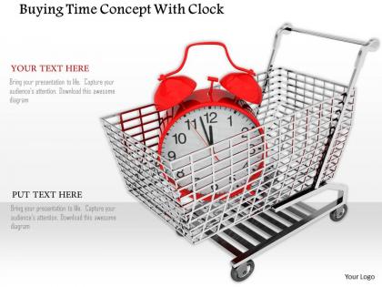0814 shopping cart containing alarm clock for time management graphics for powerpoint