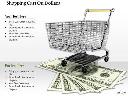 0814 shopping cart on multiple dollars image graphics for powerpoint