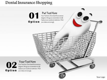 0814 smiley teeth graphic in shopping cart for business and health theme image graphics for powerpoint