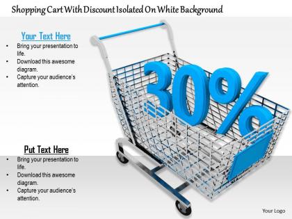 0814 thirty percent discount value with shopping cart image graphics for powerpoint