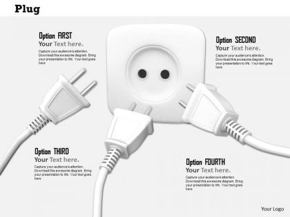 0814 three electrical plugs with one socket image graphics for powerpoint
