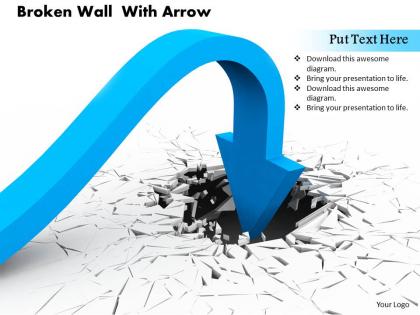 0814 turned blue arrow heading inside the crack background image graphics for powerpoint