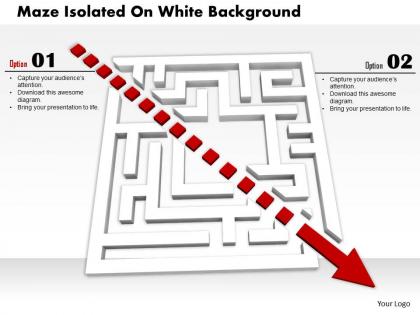 0814 white maze with red dotted arrow for solution display image graphics for powerpoint