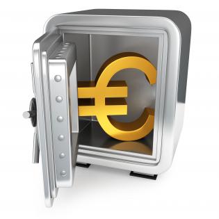0914 3d safe with euro symbol for safety stock photo