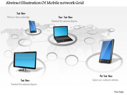 0914 abstract illustration of mobile network grid ppt slide