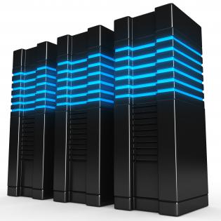 0914 black computer servers on white background stock photo