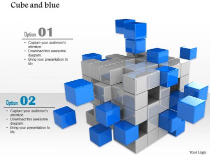 0914 block of grey and blue cubes falling apart image slide image graphics for powerpoint