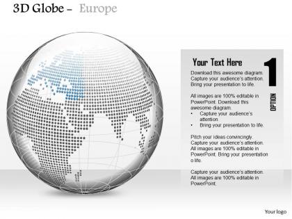0914 business plan 3d binary globe with europe highlighted in blue powerpoint presentation template