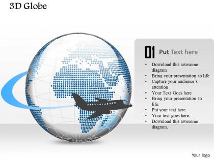 0914 business plan 3d globe with aircraft flying around it powerpoint presentation template