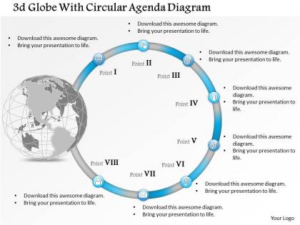 0914 business plan 3d globe with circular agenda diagram powerpoint presentation template