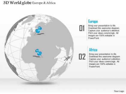 0914 business plan 3d globe with location pins on europe and africa powerpoint presentation template