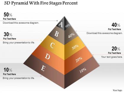 0914 business plan 3d pyramid with five stages percent powerpoint template