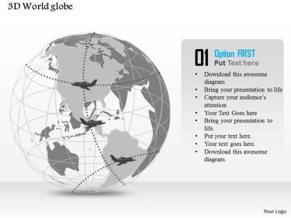 0914 business plan 3d world globe with airways travel powerpoint presentation template