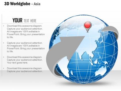 0914 business plan 3d world globe with location icon on asia powerpoint presentation template