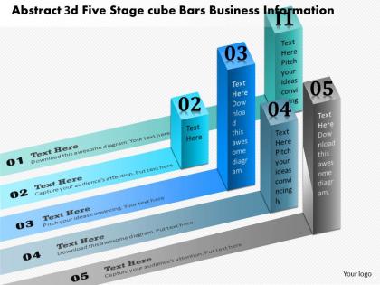 0914 business plan abstract 3d five stage cube bars business information ppt presentation template