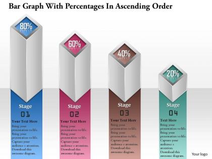 0914 business plan bar graph with percentages in ascending order powerpoint template