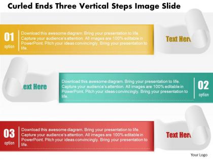 0914 business plan curled ends three vertical steps image slide powerpoint template