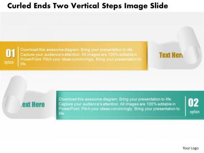 0914 business plan curled ends two vertical steps image slide powerpoint template